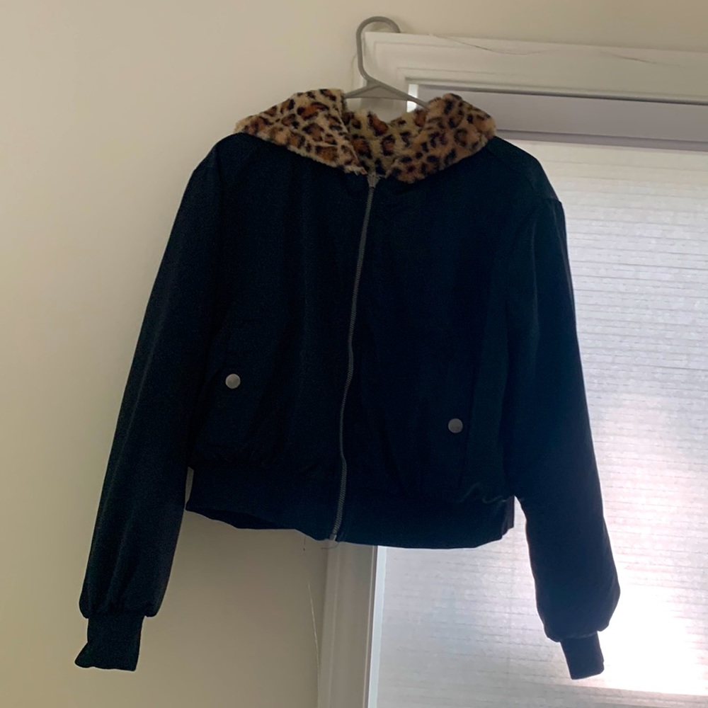 Reversible Black And Leopard Coat